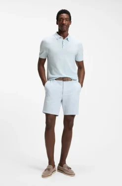 Regular-fit knit polo in structured fabric