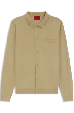 Regular-fit knitted jacket with ribbed trims