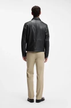 Regular-fit leather jacket with zip closure