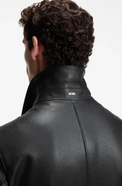 Regular-fit leather jacket with zip closure