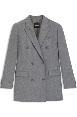 Regular-fit long-length blazer in soft flannel