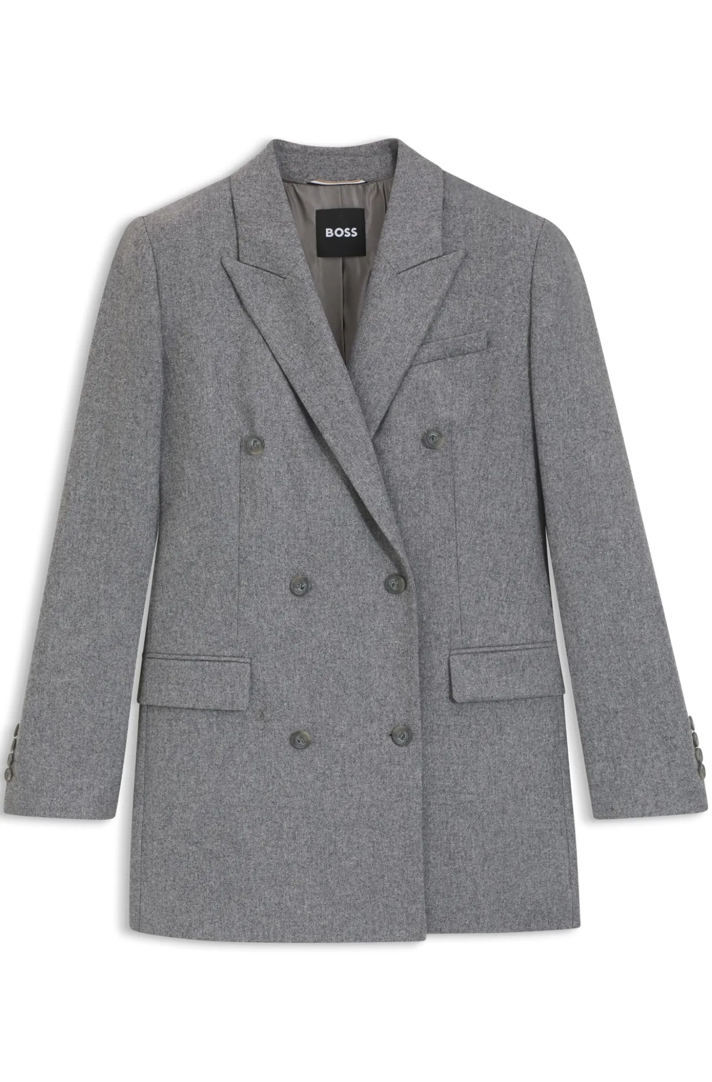 Regular-fit long-length blazer in soft flannel