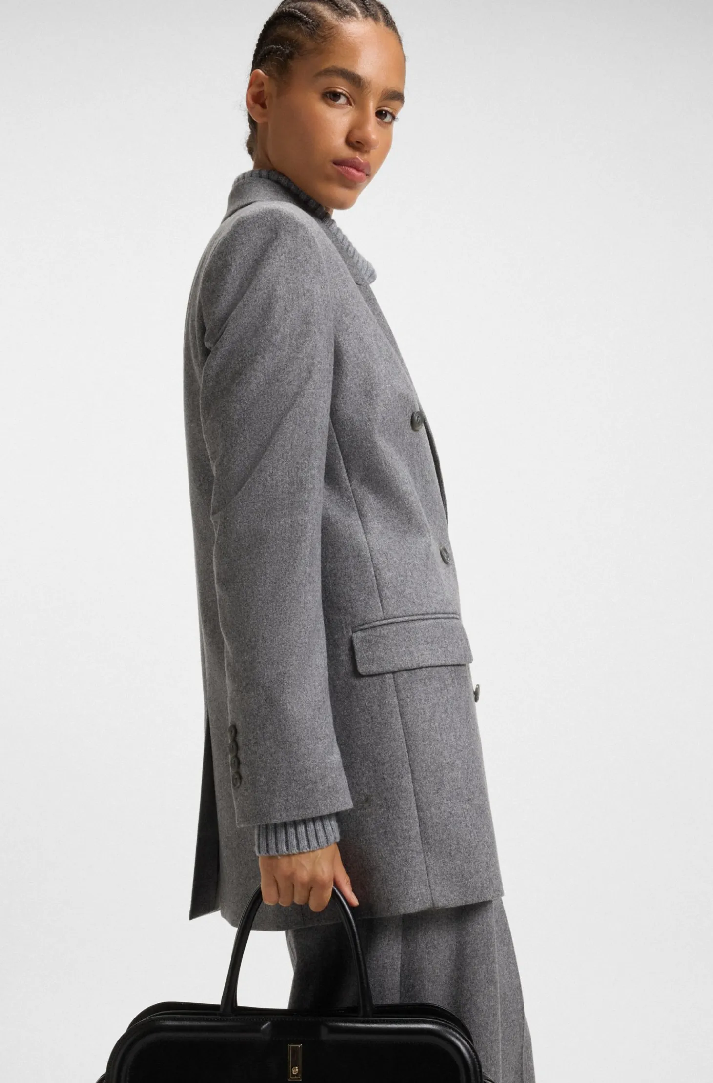 Regular-fit long-length blazer in soft flannel