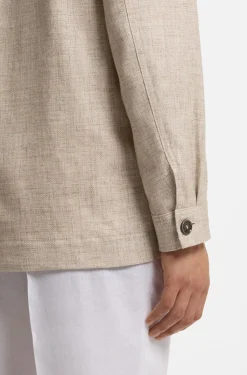 Regular-fit overshirt in virgin wool, silk and linen