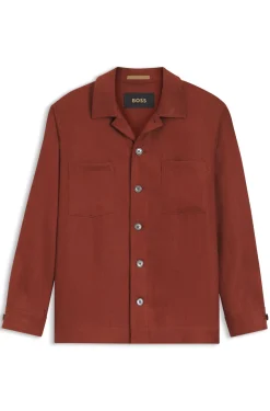 Regular-fit overshirt in wrinkle-resistant linen