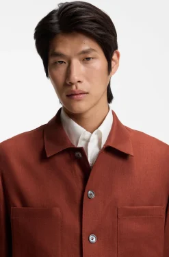 Regular-fit overshirt in wrinkle-resistant linen