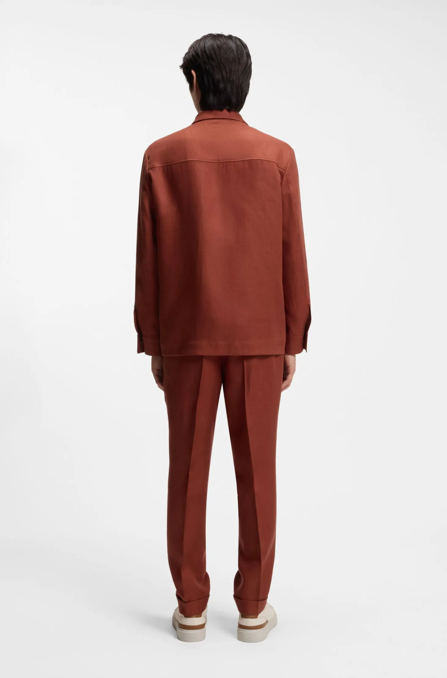 Regular-fit overshirt in wrinkle-resistant linen