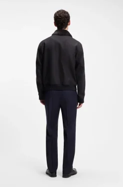 Regular-fit pilot jacket with detachable faux-fur collar
