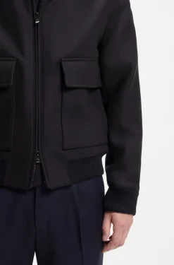 Regular-fit pilot jacket with detachable faux-fur collar