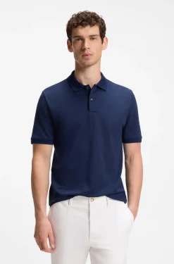 Regular-fit polo in cotton-silk jacquard