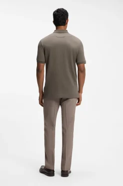 Regular-fit polo in cotton-silk jacquard