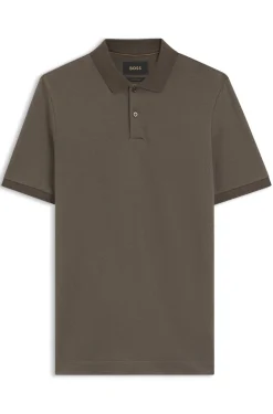 Regular-fit polo in cotton-silk jacquard