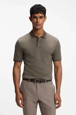 Regular-fit polo in cotton-silk jacquard