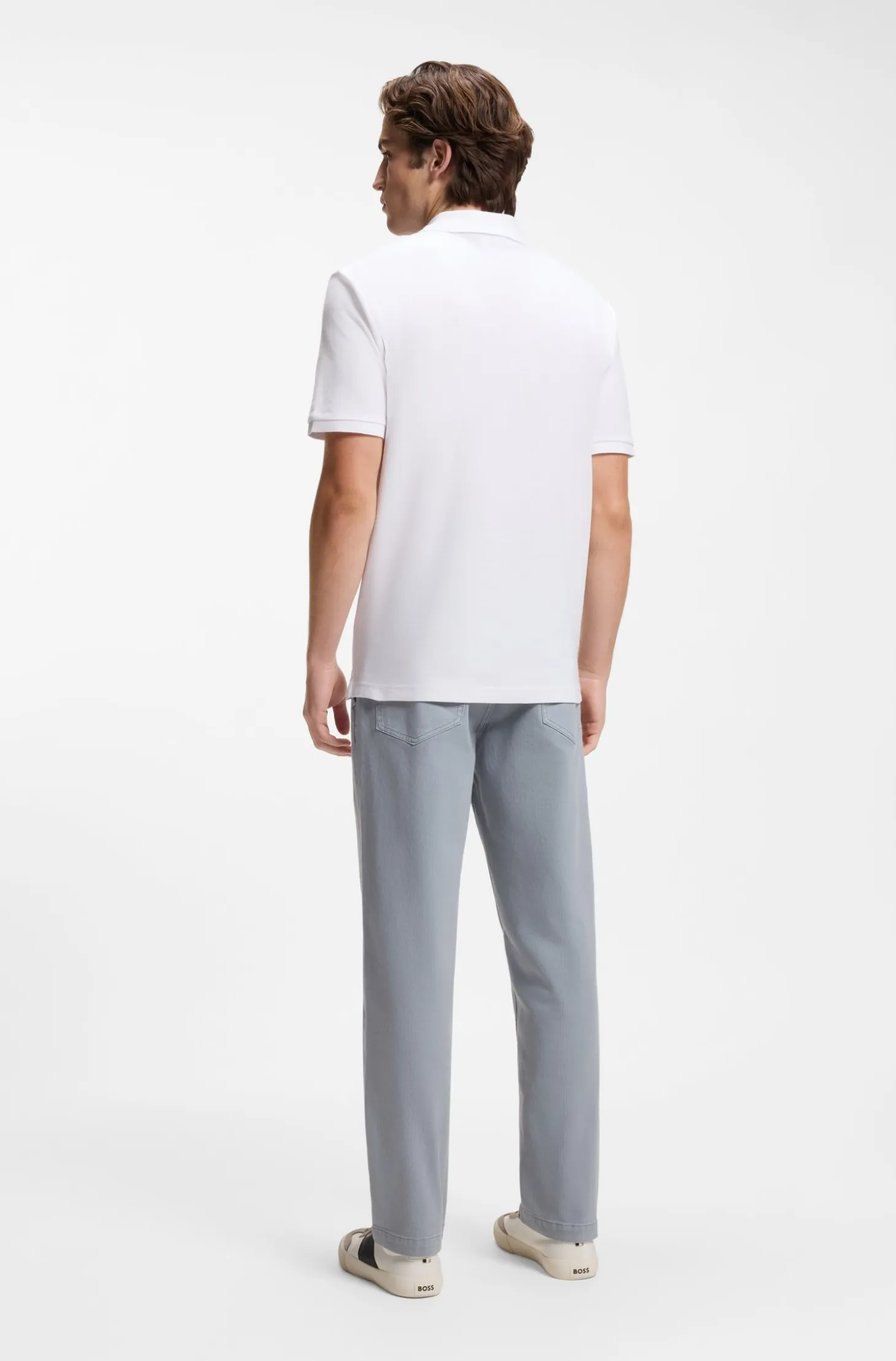 Regular-fit polo shirt in honeycomb-structured cotton piqué