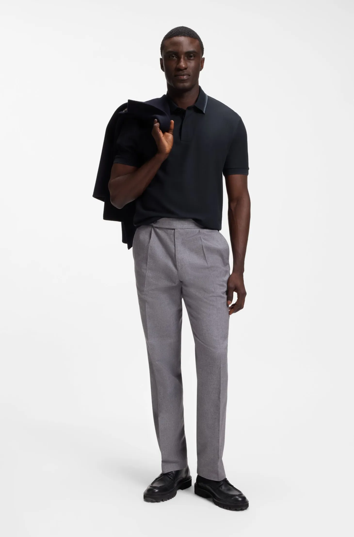 Regular-fit polo shirt in structured cotton piqué