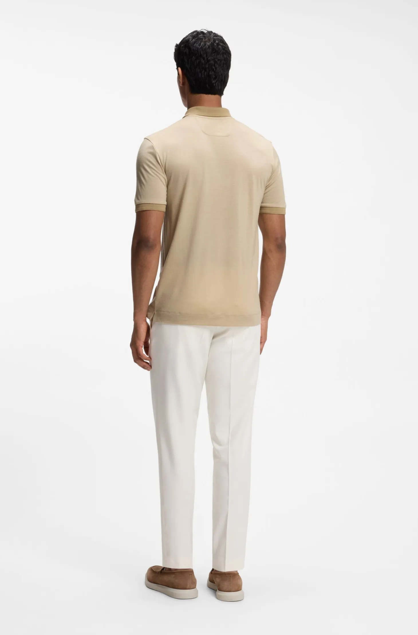 Regular-fit polo shirt in wool with zip placket
