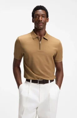 Regular-fit polo with zip closure