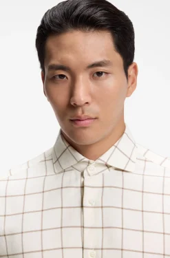 Regular-fit shirt in checked cotton flannel