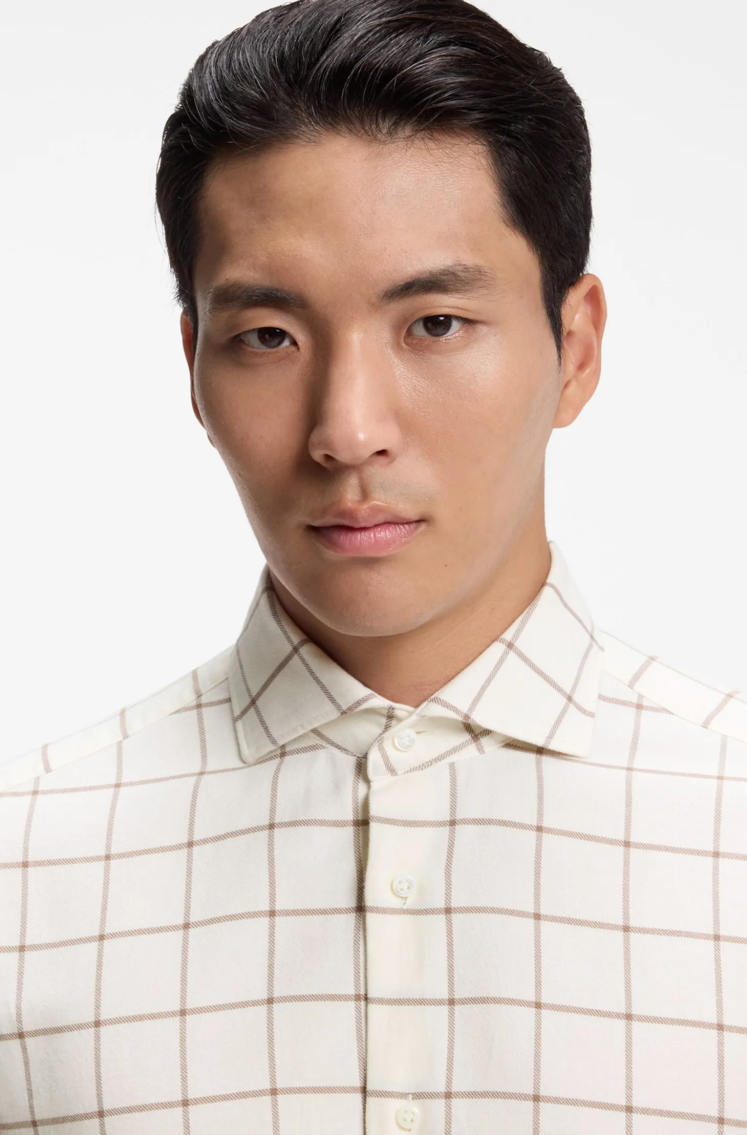 Regular-fit shirt in checked cotton flannel