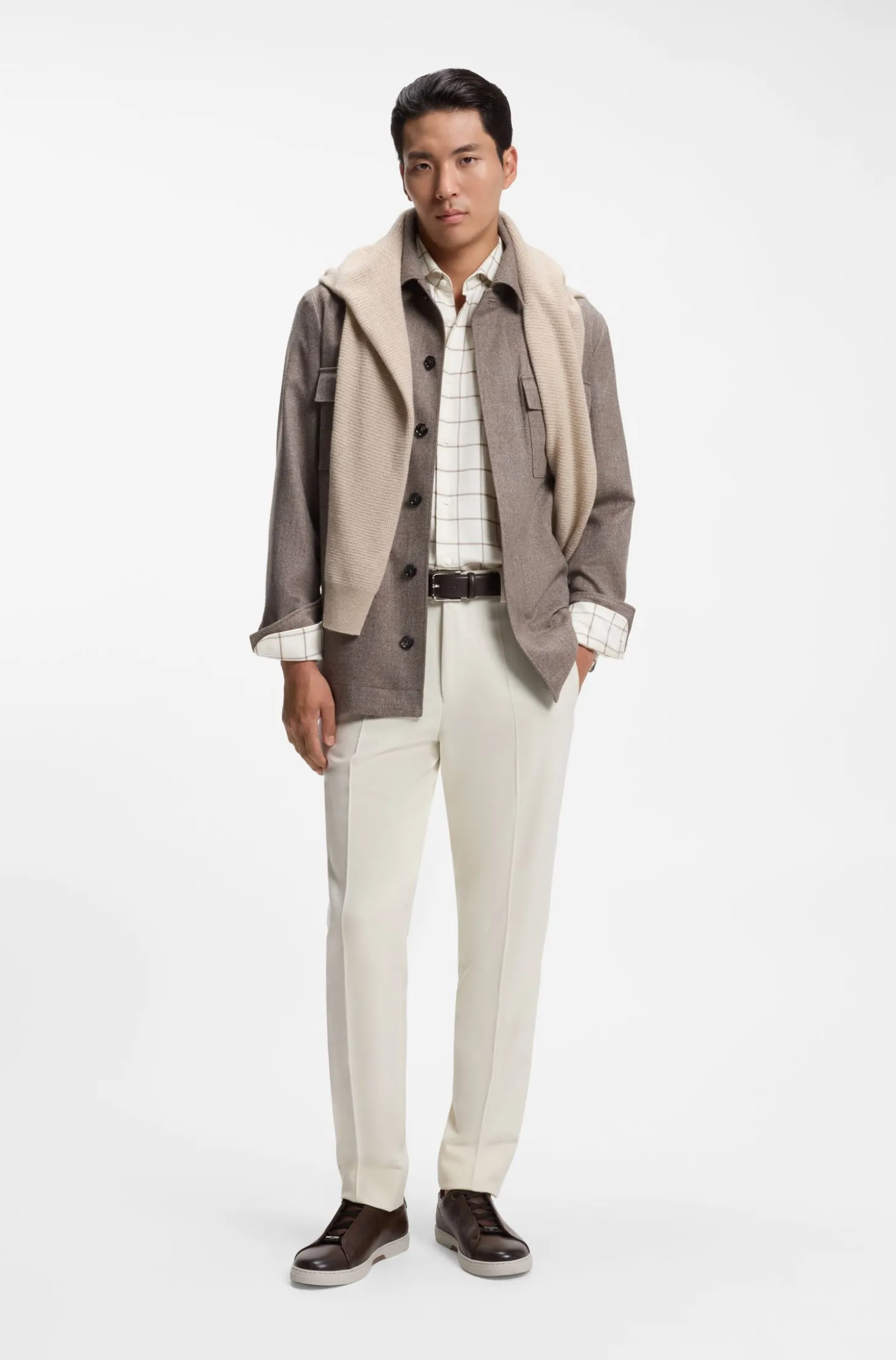 Regular-fit shirt in checked cotton flannel