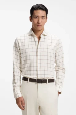 Regular-fit shirt in checked cotton flannel