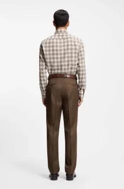 Regular-fit shirt in checked Italian-made cotton