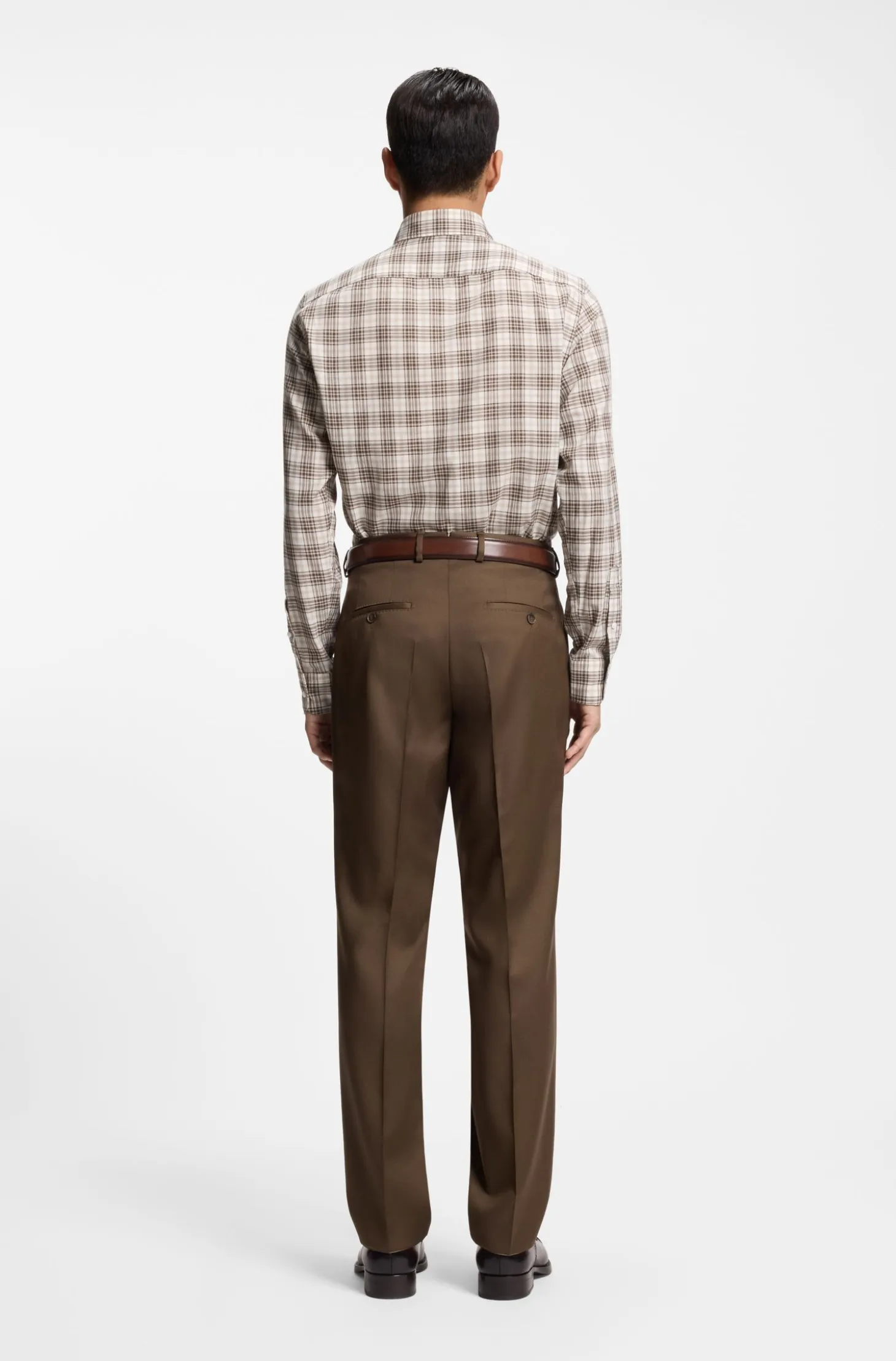Regular-fit shirt in checked Italian-made cotton