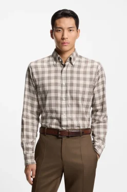 Regular-fit shirt in checked Italian-made cotton