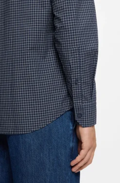 Regular-fit shirt in checked stretch-cotton dobby
