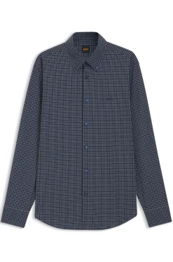 Regular-fit shirt in checked stretch-cotton dobby