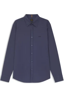 Regular-fit shirt in cotton poplin with embroidered logo