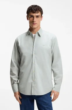 Regular-fit shirt in cotton poplin with embroidered logo