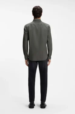 Regular-fit shirt in cotton poplin with embroidered logo