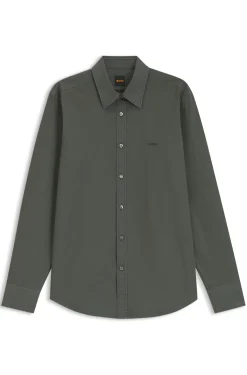 Regular-fit shirt in cotton poplin with embroidered logo