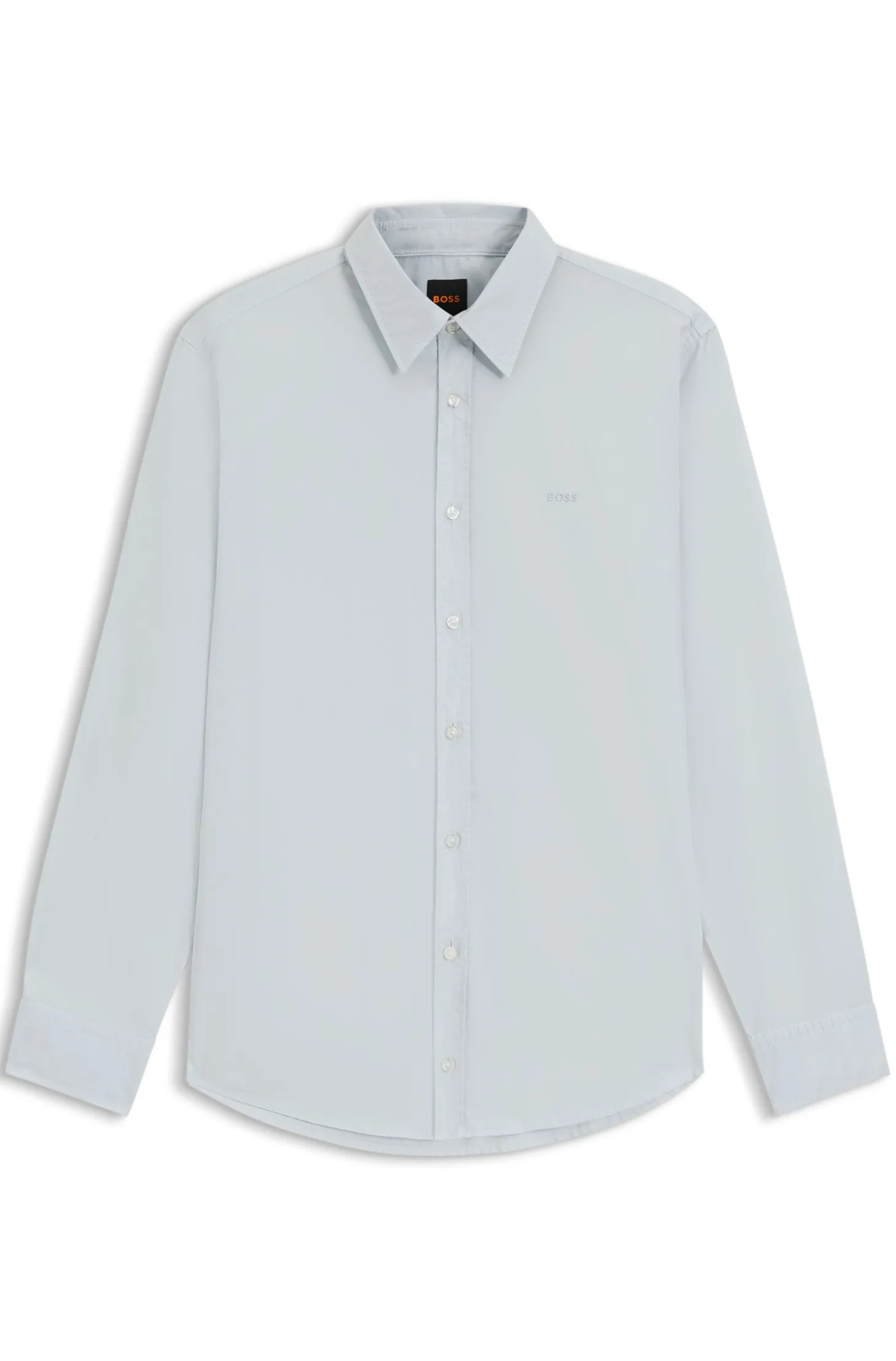 Regular-fit shirt in cotton poplin with embroidered logo