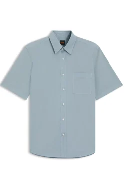 Regular-fit shirt in cotton poplin
