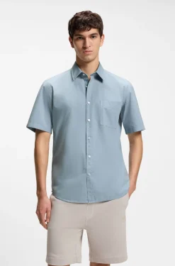 Regular-fit shirt in cotton poplin