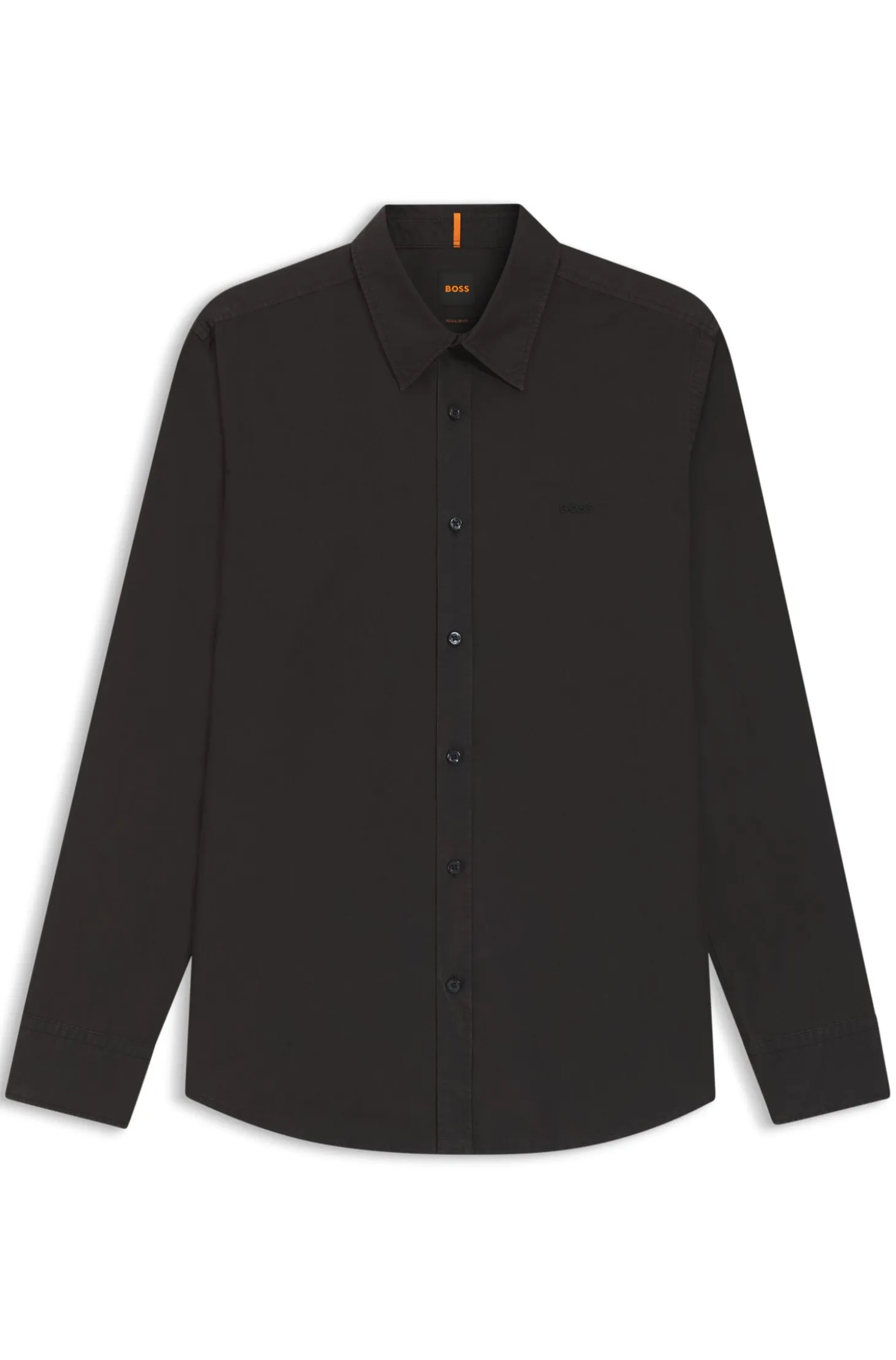 Regular-fit shirt in cotton poplin with embroidered logo