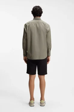 Regular-fit shirt in cotton poplin with embroidered logo