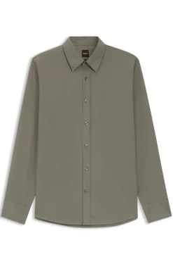 Regular-fit shirt in cotton poplin with embroidered logo