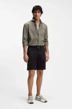 Regular-fit shirt in cotton poplin with embroidered logo