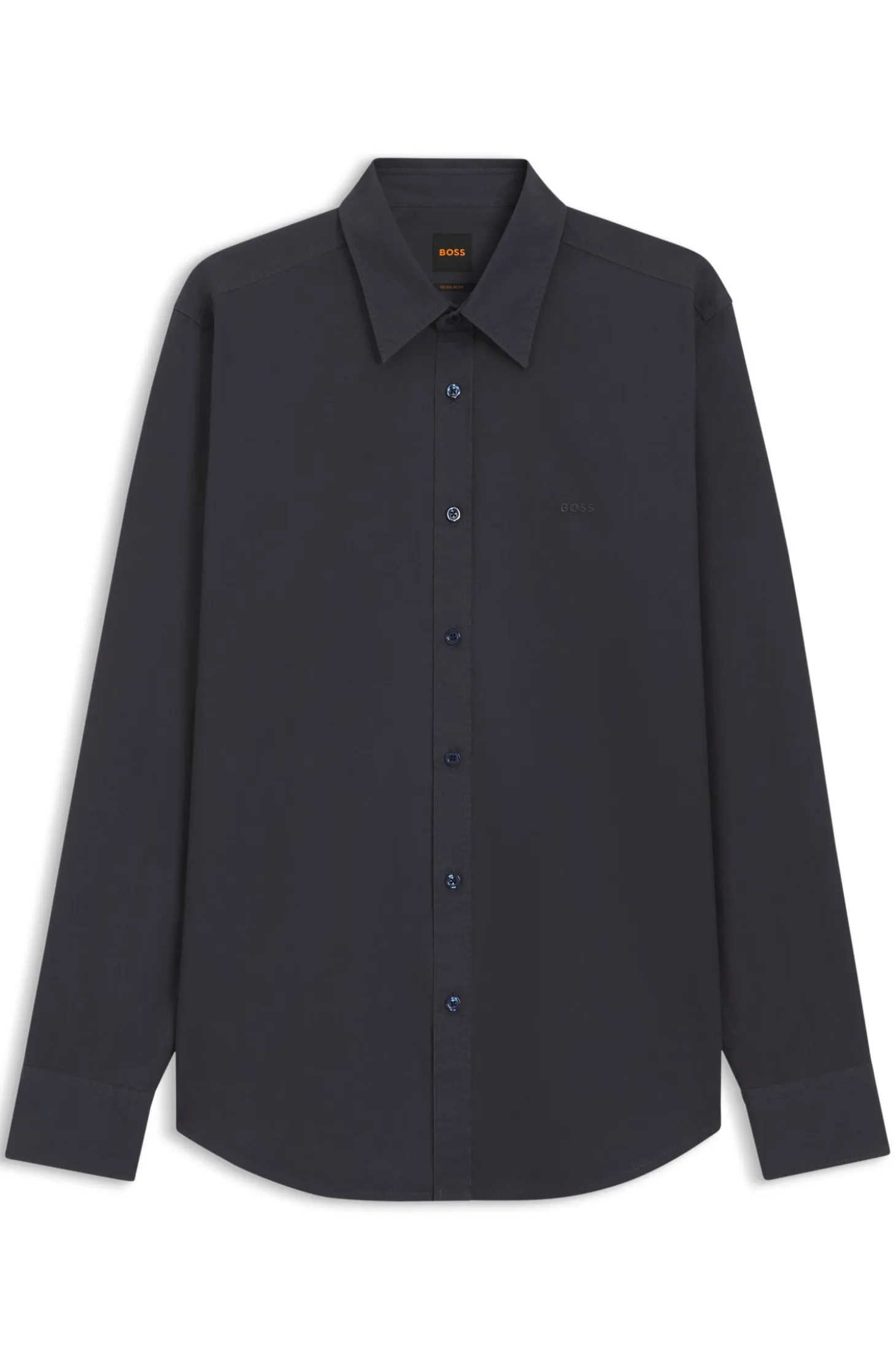 Regular-fit shirt in cotton poplin with embroidered logo