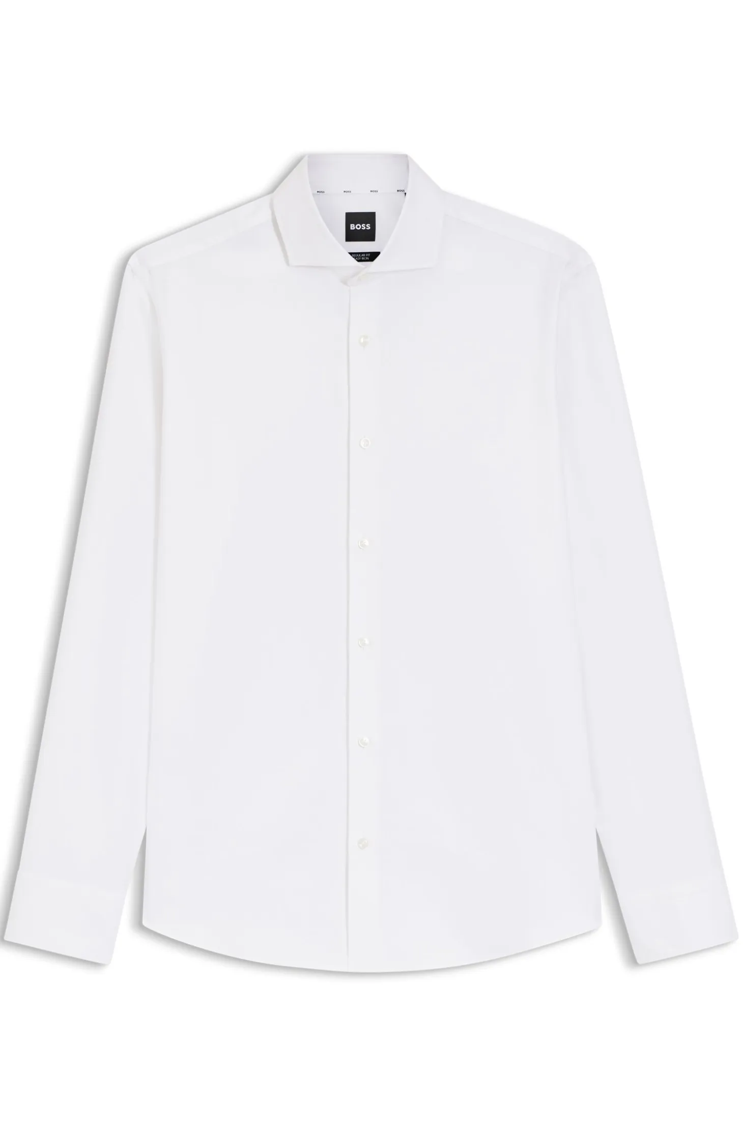 Regular-fit shirt in easy-iron stretch-cotton twill