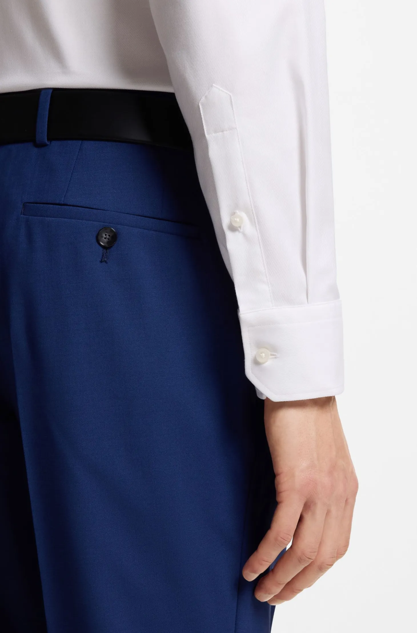 Regular-fit shirt in easy-iron stretch-cotton twill