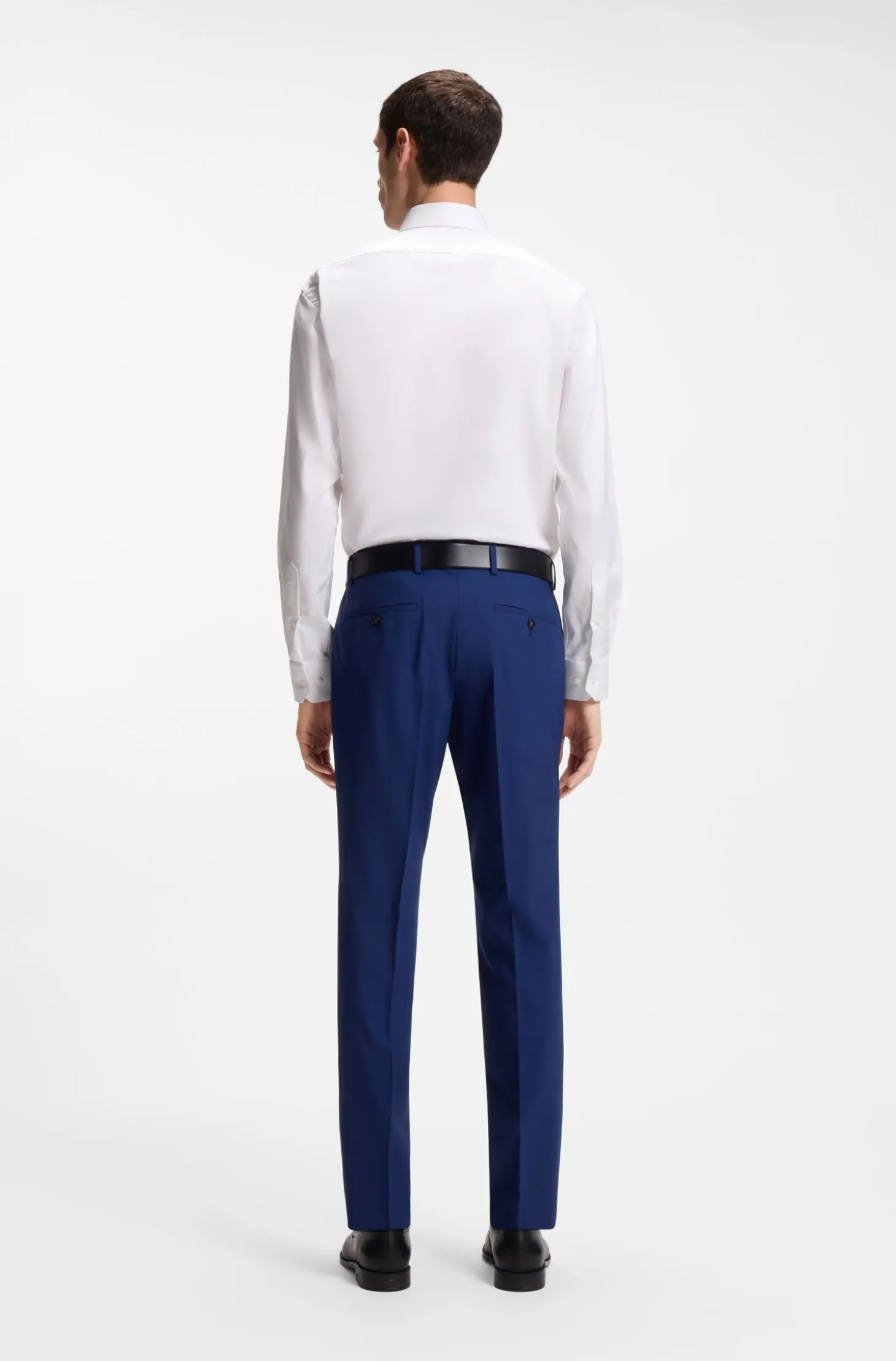 Regular-fit shirt in easy-iron stretch-cotton twill