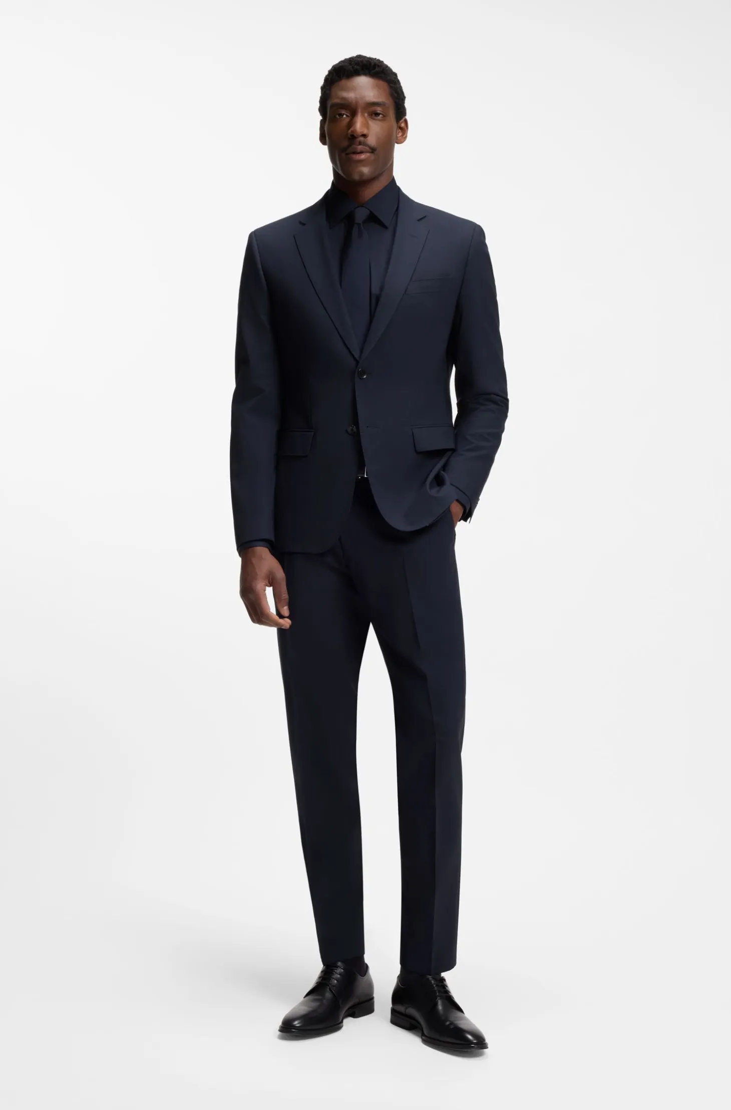 Regular-fit shirt in easy-iron stretch-cotton poplin