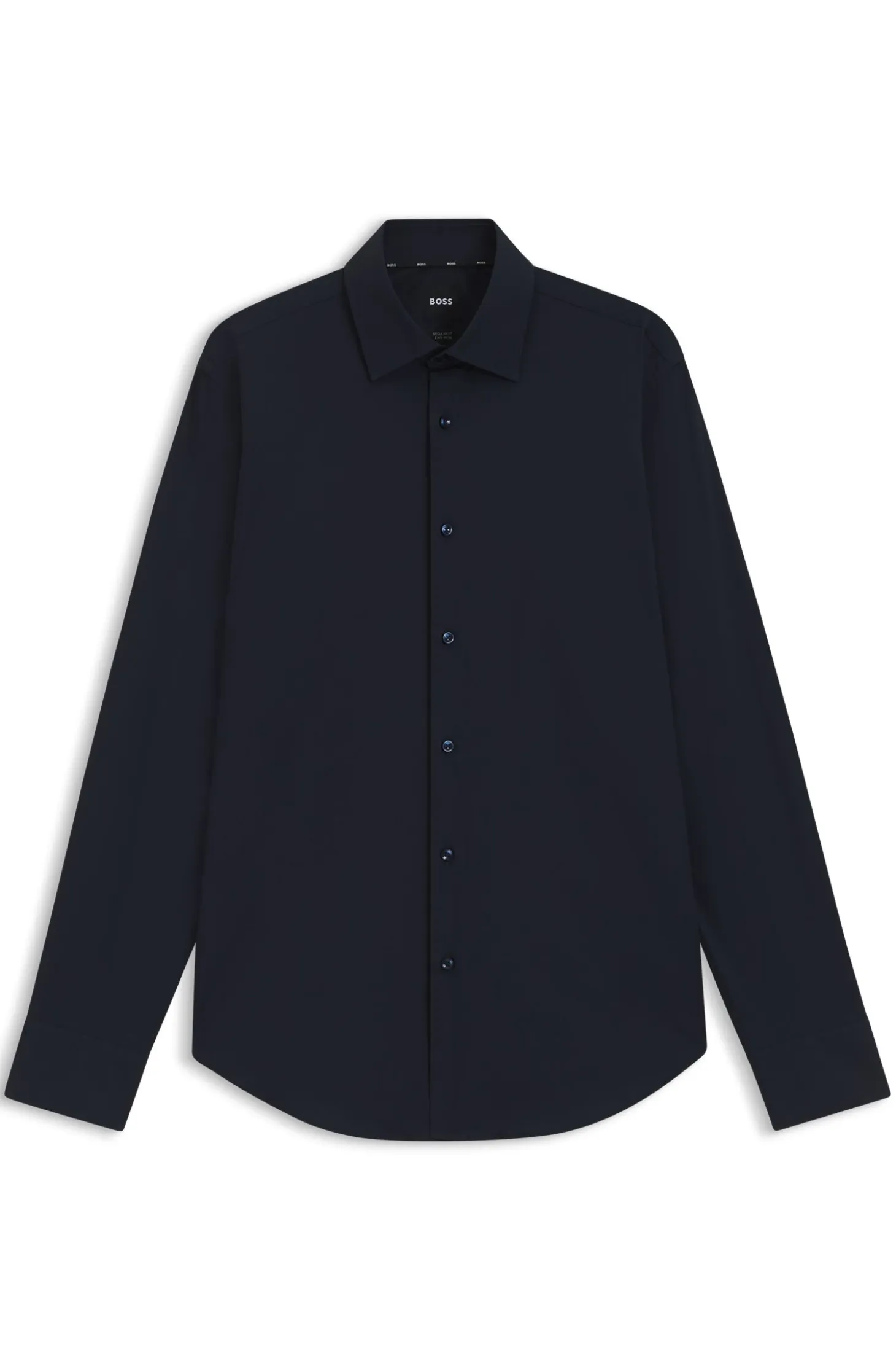 Regular-fit shirt in easy-iron stretch-cotton poplin