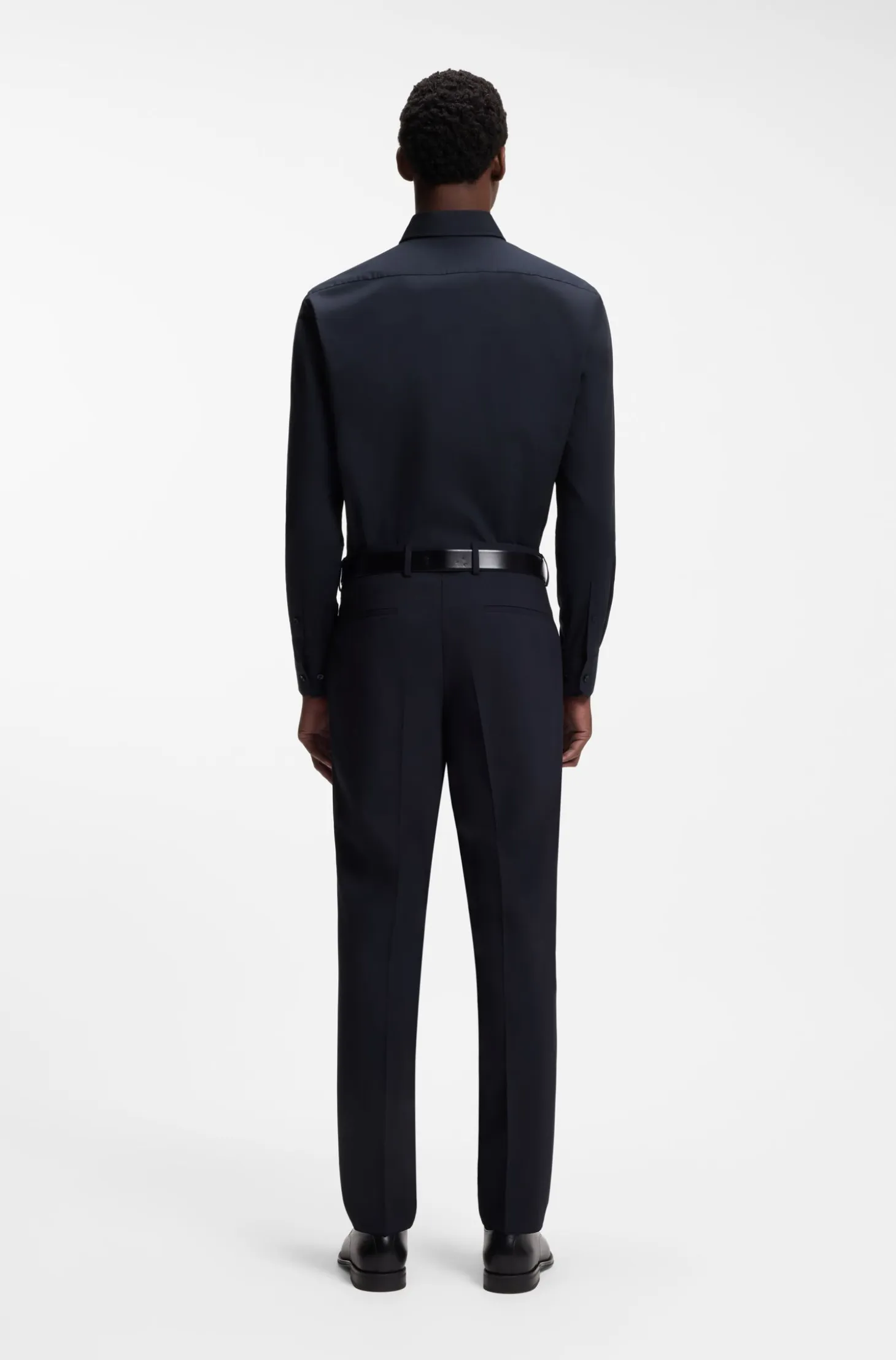 Regular-fit shirt in easy-iron stretch-cotton poplin