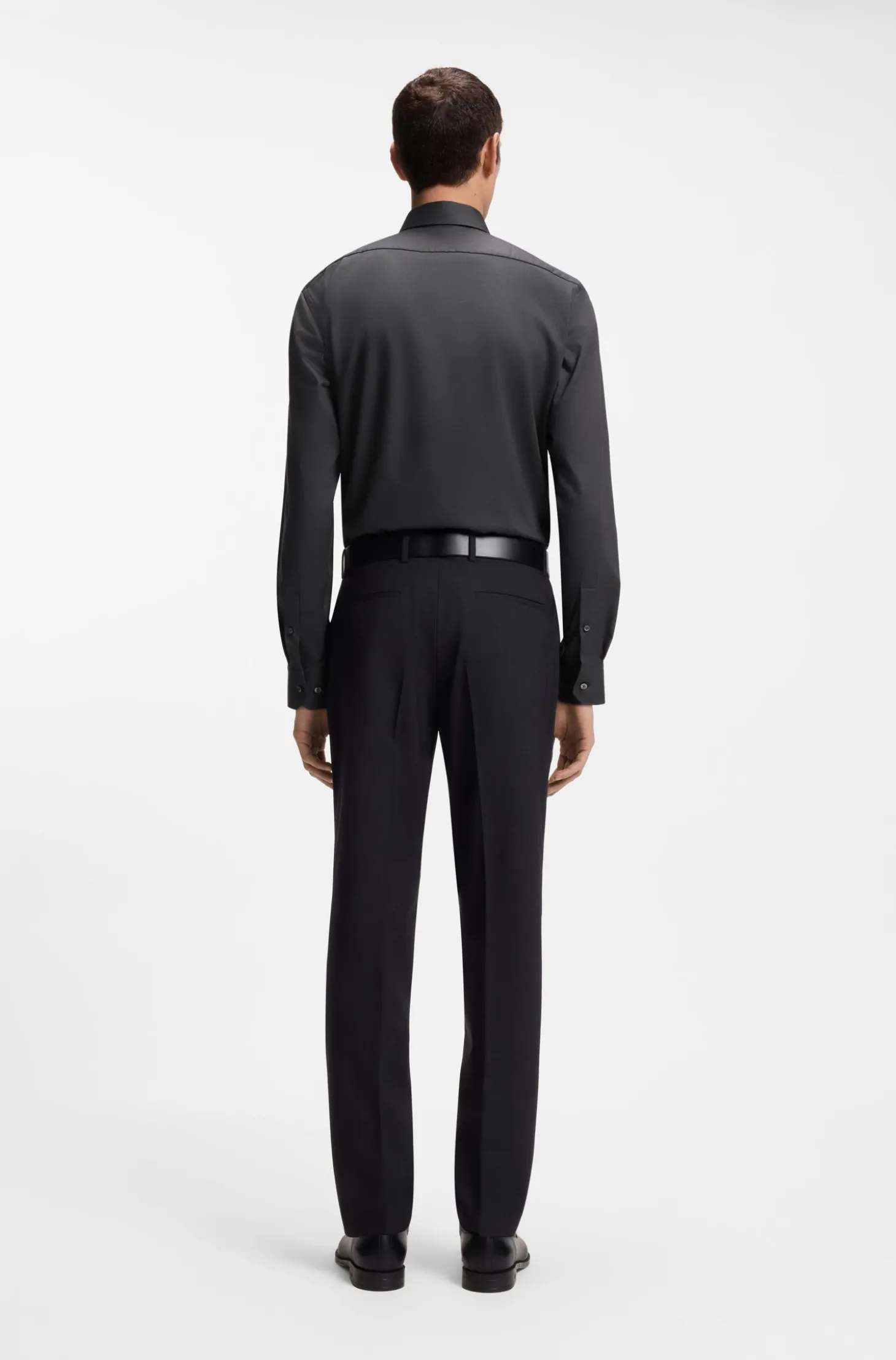 Regular-fit shirt in easy-iron stretch-cotton twill