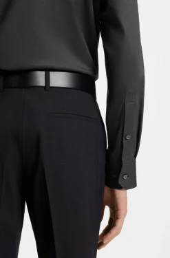 Regular-fit shirt in easy-iron stretch-cotton twill